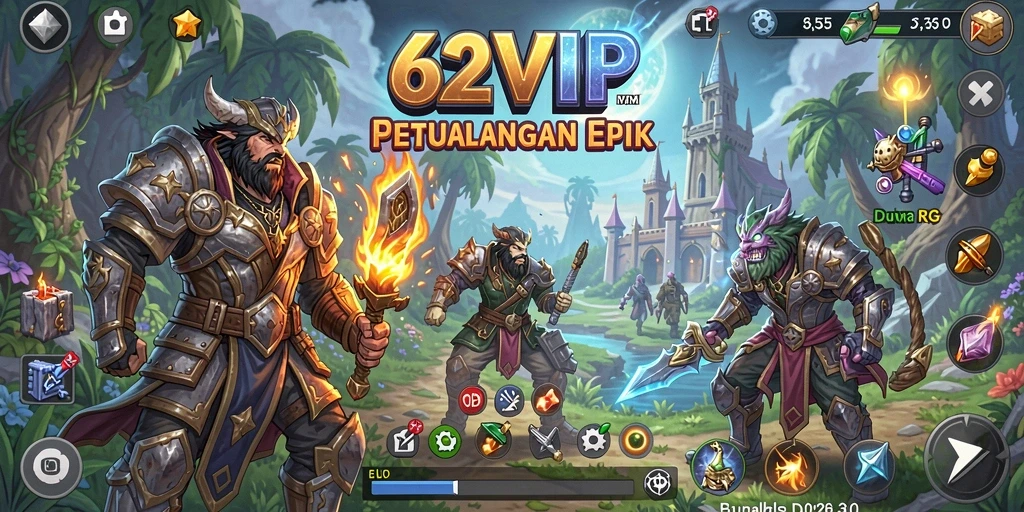Screenshot gameplay <strong>62VIP</strong> yang menampilkan pertarungan epik dalam RPG.