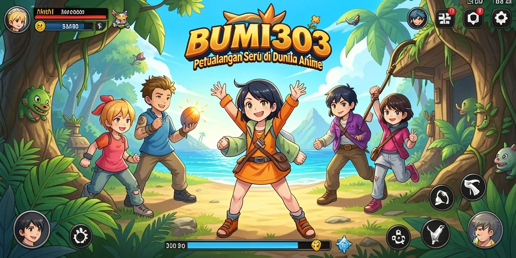 Tampilan gameplay BUMI303 dengan karakter anime beraksi.