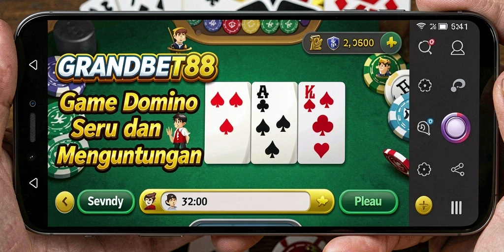 Tampilan gameplay seru di aplikasi GRANDBET88 untuk penggemar Domino.