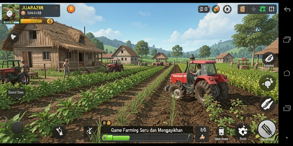 Screenshot permainan JUARA288 dengan tampilan ladang yang indah.