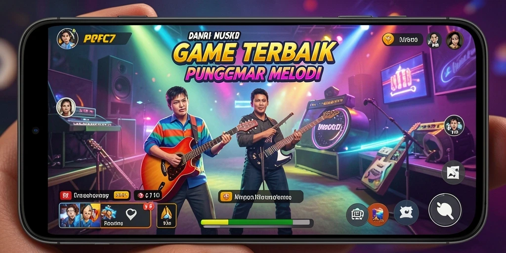 Tampilan gameplay PCPC7 yang memperlihatkan interaksi dengan musik.