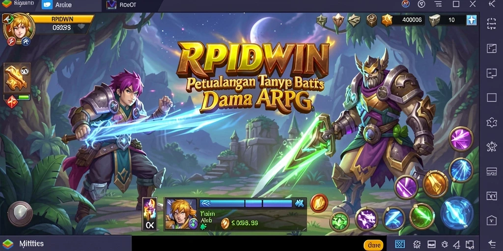 Screenshot gameplay RPIDWIN menunjukkan pertempuran yang seru dan grafis menawan.